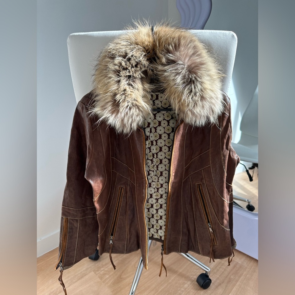 Andrew Marc real leather and fur coat